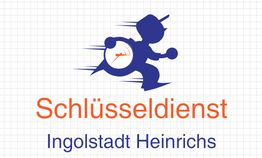 Logo des Schlüsseldiensts Ingolstadt Heinrichs mit einer Figur, die ein großes Schlüsselloch hält.
