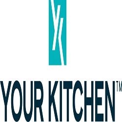 Logo met tekst "Your Kitchen" en een blauw-wit symbool erboven.