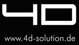 Schwarzes Logo mit weißem "4D" und URL "www.4d-solution.de".