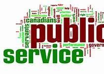 Word cloud with "public service" in bold, surrounded by related terms like "Canadians" and "government."