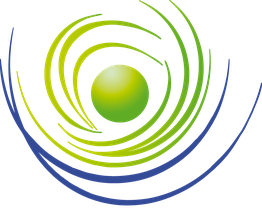 Ein grünes, spiralförmiges Logo mit einem zentralen Punkt und schwungvollen geschwungenen Linien.