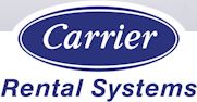Logo mit blauem Oval und Text "Carrier Rental Systems" darunter.