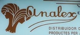 Logo de Analex con perfiles estilizados de mujeres y texto sobre distribución de productos.