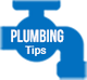 Blue circle with the text "PLUMBING Tips" in white.