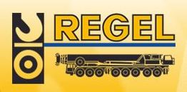 Gelbes Logo mit schwarzem Lastwagen und dem Wort "REGEL" in Großbuchstaben.