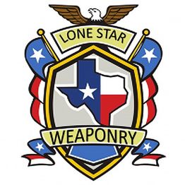 Emblem with Texas flag and eagle, reads "Lone Star Weaponry".