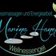Logo mit Schriftzug "Wellnessmassagen und Energiearbeit Marina Hael, Wellnessengel", Blättermotiv.