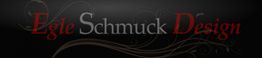 Text "Egle Schmuck Design" in elegant Schrift auf dunklem Hintergrund mit floralen Verzierungen.