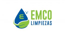 Logotipo de EMCO Limpiezas con una gota de agua y una E verde y azul.