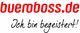 Logo mit rotem Text „bueroboss.de“ und darunter „Ich bin begeistert!“ in schwarzer Handschrift.