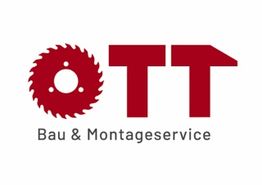 OTT-Logo mit Zahnrad als "O", Text: "Bau & Montageservice".