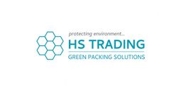 HS Trading Logo mit Bienenwaben-Design, Text: "protecting environment... GREEN PACKING SOLUTIONS".