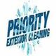Logo with "Priority Exterior Cleaning" and water splash design.