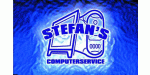 Logo mit Computer und Text: "Stefan's Computerservice" in blauem Hintergrund.