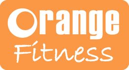 Ein orangefarbenes Logo mit dem Text "Orange Fitness".