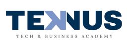 Logo de "Texnus Tech & Business Academy" con una "X" estilizada.