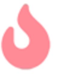 Icono de una llama rosa sobre un fondo blanco.