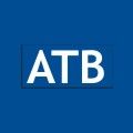 Blaues Quadrat mit weißen Buchstaben "ATB" in der Mitte.