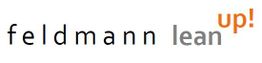 Schriftzug "feldmann lean up!" in Schwarz und Grau, das "up!" in Orange hervorgehoben.