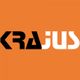 Text "KRAJUS" in Schwarz-Weiß auf orangefarbenem Hintergrund.