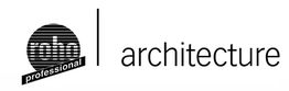 Logo mit Kreis, Streifen und den Worten "professional" und "architecture".