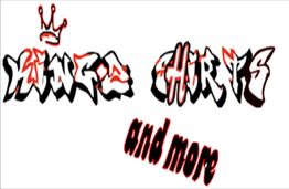 Graffiti-Text: "KING CHRIS and more" mit einer Krone über "KING".
