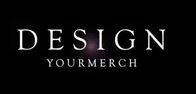 Schwarzer Hintergrund mit Text "DESIGN YOUR MERCH" in weißer Schrift.