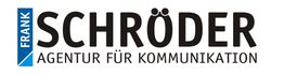 Logo von Frank Schröder: Agentur für Kommunikation, schwarzer Text auf weißem Hintergrund.