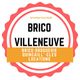 Logo circulaire rouge et blanc, texte : "BRICO VILLENEUVE", services de bricolage et locations.