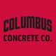 Red background with bold text: "COLUMBUS CONCRETE CO." in black.