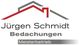Logo mit Dach und Text: "Jürgen Schmidt Bedachungen, Meisterbetrieb".