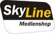 Logo mit Text "SkyLine Medienshop" in Schwarz und Gelb auf weißem Hintergrund.