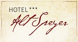 „Hotel Alt Speyer“-Schriftzug auf beigem Hintergrund mit drei Sternen daneben.