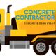 Graphic of a yellow cement truck with "Concrete Contractor: Concrete Done Right" text beside it.