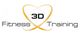 Logo: "3D Fitness Training" mit goldenen, überkreuzten Linien im Hintergrund.