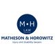 Logo for Matheson & Horowitz, injury and disability lawyers, with blue and white text.