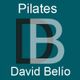 Logo: "Pilates David Belío" con fondo azul oscuro y letras superpuestas "DB".