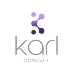 Logo violet avec texte "karl concept" en dessous, design épuré et moderne.