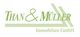Grünes Logo mit "Than & Müller Immobilien GmbH" in stilisierter Schrift und geometrischem Design.