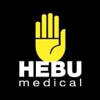 Gelbes Hand-Symbol über "HEBU medical" auf schwarzem Hintergrund.