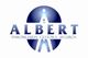 Logo azul de la empresa Albert: inmobiliaria, gestora y seguros.