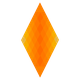 Ein orangefarbenes, geometrisches Rautenmuster auf weißem Hintergrund.