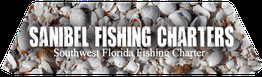 "Sanibel Fishing Charters logo with seashells background, promoting Southwest Florida fishing."