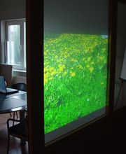 Projektionsfolie /Rückprojektionsfolie auf Glas.