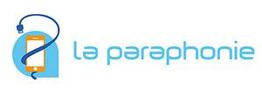 Logo "La Paraphonie" avec un téléphone et un câble enroulé en forme de point d'interrogation.