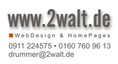 Text: www.2walt.de, Webdesign & Homepages, Kontaktdaten und E-Mail-Adresse.