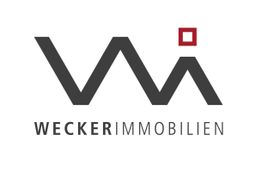 Logo von Wecker Immobilien mit stilisiertem W und rotem Quadrat darüber.