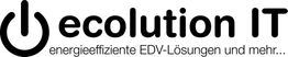 Logo von "ecolution IT" mit dem Slogan "energieeffiziente EDV-Lösungen und mehr..." in Schwarz.