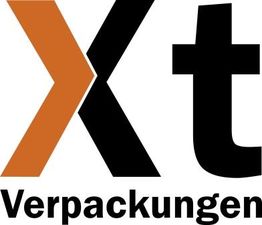 Logo mit Schriftzug „Xt Verpackungen“ in Schwarz und Orange.