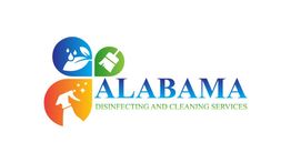 Logo of Alabama Disinfecting and Cleaning Services with colorful cleaning symbols.